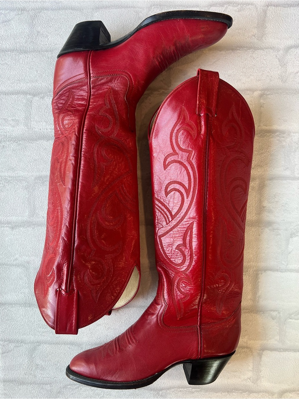 Vintage Larry Mahan Red Cowboy Boots Women’s 6 Western Made in Texas